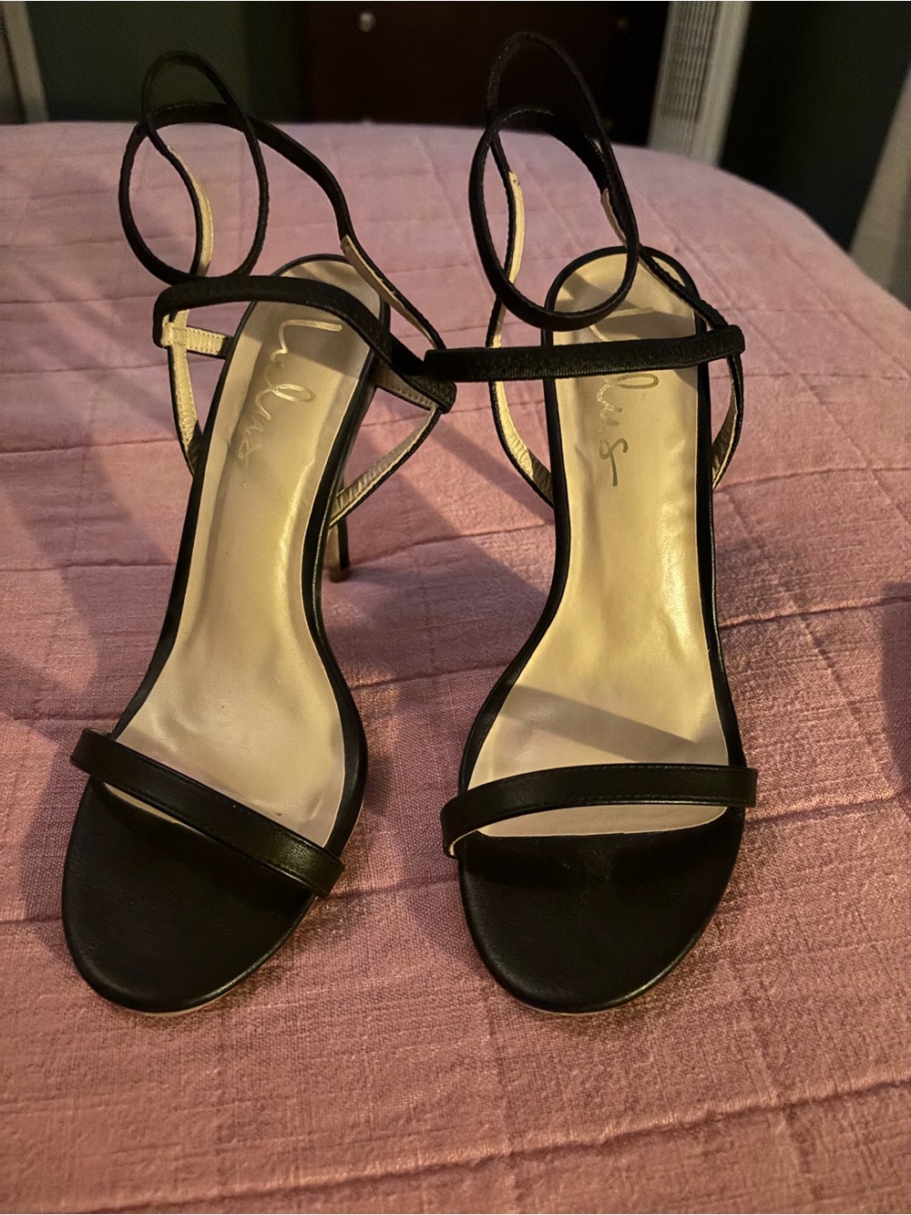Lulu's Black Strappy Open-Toe Stiletto Heels